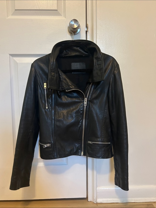 All Saints Jackets & Blazers - All Saints Black Leather Asymmetrical Moto Jacket